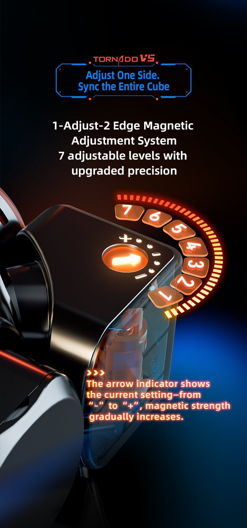 X-Man Tornado V5 Pioneer edge magnet adjustment, 7 levels